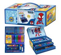 Marvel Spidey and His Amazing Friends Deluxe Colouring Art Box for Kids | 52-Piece Premium Portable Art Kit with Markers, Crayons, Colour Pencils & More | Creative Drawing & Coloring Set