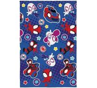 Marvel Spidey and His Amazing Friends Fleece Blanket Throw - 100 x 150cm - Super Soft Blue Kids Blanket - Spiderman, Ghost-Spider & Miles Morales - Boys Girls Bedding - Official Marvel Gift
