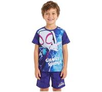 Marvel Spidey and His Amazing Friends Ghost Spider Boys Pyjama Set, Half-Sleeve T-shirt & Short Pj Bottoms, Soft Kids Clothes (3-4 Years, Blue/Navy Ghost Spider, 1 Pck)