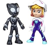 Marvel Spidey and His Amazing Friends Hero Reveal 2-Pack,-Action Figures,-Mask Flip Feature, Ghost-Spider and Black Panther, 3 and Up