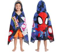 Marvel Spidey and His Amazing Friends Hooded Towels for Boys, Cotton Bath & Beach Towel Poncho, Soft & Absorbent Kids Shower Swimming Wrap & Changing Robe, Travel Holiday Essentials (Multi Spidey)