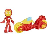 Marvel Spidey and His Amazing Friends, Iron Man Action Figure & Toy Motorcycle Playset