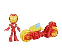 Marvel Spidey and His Amazing Friends, Iron Man Action Figure & Toy Motorcycle Playset