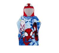 Marvel Spidey and His Amazing Friends Official Kids Poncho Beach Towel featuring Spidey, Ghost Spider and Spin, Bath Towel, Swimming Wrap, Hooded Changing Robe 100% Cotton 120 x 60 cm