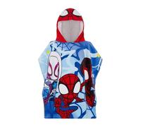 Marvel Spidey and His Amazing Friends Official Kids Swim Poncho Beach Towel featuring Spidey, Ghost Spider and Spin, Bath Towel, Swimming Wrap, Hooded Changing Robe 100% Cotton 120 x 60 cm