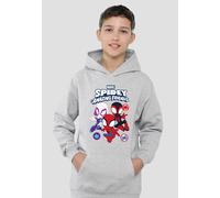 Marvel Spidey And His Amazing Friends Spidey Gwen Miles Group Youth Kids Pull-Over Hoodie, Athletic Heather Marvel Grey 9-11 Years