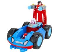 MARVEL Spidey and His Amazing Friends Team Spidey Flip and Reveal Cruiser - 11-Inch Double-Sided Vehicle with Lights, Sounds, and Web Blast Launchers