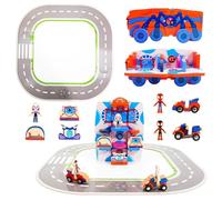 Marvel Spidey and His Amazing Friends Transforming Vehicle Playset - 17-Piece 2-in-1 Spidey Truck & Headquarters with Figures, Small Vehicles & Puzzle Road Mat - 110x255x110mm