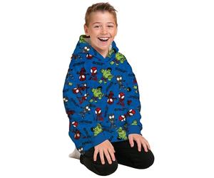 Marvel Spidey and His Super Friends Oversize Cosy Hoodie for Boys - Spiderman Oversized Cuddly Jumper Fluffy Blanket Jumper Blue