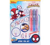 Marvel Spidey | Blow Pens | Airbrush Art Set | Colouring kit in an A4 envelope with airbrush blow pens and reusable Spidey stencils for colourful superhero pictures