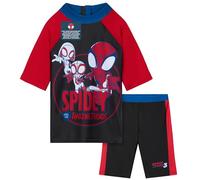 Marvel Spidey Boys Swimming Costume Set 2 Piece Swimwear Rash Guard Top and Swimming Trunks Comfy Swimsuit for Beach Pool Holiday Essentials (3-4 Years, Red/Black Spidey)
