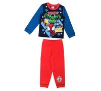Marvel Spidey & Friends Boys Pyjamas featuring Spidey, Captain America, Hulk & Iron Man Character Nightwear, Blue/Red, Age 3-4 Years
