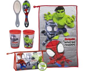 Marvel Spidey & Friends Set 3 Pcs Nursery: Towel, Brush and Glass MARVEL