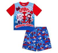 Marvel Spidey & His Amazing Friends Boys Pyjamas | Spider-Man Short PJs Set | 100% Cotton Summer Nightwear | Kids Superhero Sleepwear (6-7) Blue