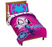 Marvel Spidey & His Amazing Friends Ghost Gwen 4 Piece Toddler Bed Set - Bedding Includes Comforter & Sheet Set - Super Soft Fade Resistant Microfiber
