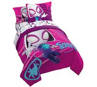 Marvel Spidey & His Amazing Friends Ghost Spider Gwen 5 Piece Twin Bed Set - Bedding Includes Comforter & Sheet Set - Super Soft Fade Resistant Micro