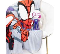 Marvel Spidey & His Amazing Friends Ghost Spider Gwen Plush Mini Pillow Buddy & 130 x 150cm Fluffy Throw Blanket Set - Kids Super Soft 2 Piece Cuddle Set