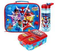 Marvel Spidey Kids Childrens Lunch Box Set - Insulated Lunch Bag, Multicompartment Lunch Box & 580ml Water Bottle - School Travel Lunch Food Set, BPA Free