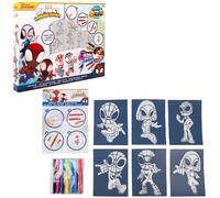 Marvel Spidey Spray Pens | Airbrush Blow Pens, 7 Pens, 6 Stencils | Blow Pens for Kids with Reusable Templates, Creative Arts & Crafts Drawing & Colouring Kit, Marvel Friends