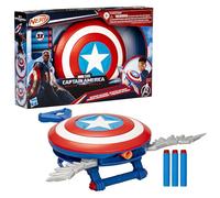 Marvel Studios Captain America Brave New World NERF Skyshot Blaster, Shield Roleplay Toy, Red