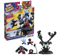 Marvel Stunt Squad Villain Knockdown Playset, Spider-Man and Miles Morales vs. Venom, 1.5-Inch Action Figures, Toys for Kids Ages 4 and Up