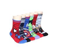 Marvel Super Heroes Avengers Kids Toddlers 6 pack Crew Socks, Red, 4-5 Years