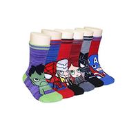 Marvel Super Heroes Avengers Kids Toddlers 6 pack Crew Socks with Grippers, Blue, 2-3 Years