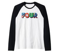 Marvel Super Heroes Avengers Numbers 4 Fourth 4th Birthday Raglan Baseball Tee