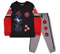 Marvel Superheroes Avengers and Spider-Man 2-Piece Set, Boys Long Sleeve Active Mesh T-Shirt & Pants 2-Pack Bundle Set, Black, 5-6