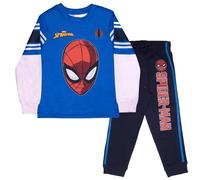 Marvel Superheroes Avengers and Spider-Man 2-Piece Set, Boys Long Sleeve Active Mesh T-Shirt & Pants 2-Pack Bundle Set, Royal, 7