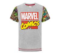 Marvel T-Shirt for Boys | Kids Superhero Comics Top | Iron Man Spider-Man Hulk Characters Gift