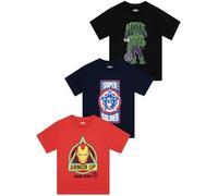 Marvel T Shirts 3 Pack, Boys Avengers T Shirt, Multipack Boys' T-Shirts, Official Avengers Merchandise, Multicolour 7-8 Years