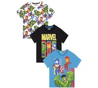 Marvel T Shirts, 3 Pack Boys T Shirts with Iron Man, Hulk and Captain America, Kids Tshirt, Boys Clothes, 7-8 Years Multicoloured