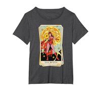 Marvel Tarot Scarlet Witch as The Witch Card T-Shirt, Women's Plus, Dark Heather Grey, 1X