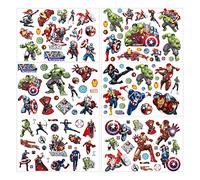 Marvel Temporary Tattoo Set, 6 Sheets Avenger Fake Waterproof Temporary Tattoos Sticker for Boy Girl Teens Birthday Party Bags Fillers Favors Supplies Gifts Goodies Decoration