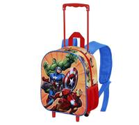 Marvel The Avengers Attack-Small 3D Backpack with Wheels, Red, 26 x 34 cm, Capacity 7 L