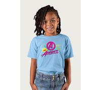 Marvel The Avengers Retro Distressed 80s Style T-Shirt in Light Blue | Size: 9-11 Years Marvel Light Blue 9-11 Years