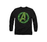 Marvel The Avengers St Patrick's Day Logo Shamrock Long Sleeve T-Shirt, Black Black