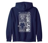 Marvel The Fantastic Four First Family And Herbie Blueprint Zip Hoodie