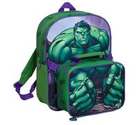 Marvel The Hulk Backpack with Lunch Bag for Kids School Bag 2 Piece Matching Insulated Lunch Set