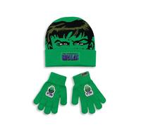 Marvel The Incredible Hulk Boys Green Beanie and Gloves Set | Winter Warmer Accessories for Kids | Outdoor Fun & Playtime Essential Merch