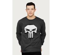 Marvel The Punisher Classic Paint Drip Skull Logo Sweatshirt In Dark Grey Dark Grey M
