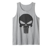 Marvel The Punisher Skull Blacked Out Logo Tank Top, Men, Heather Grey, XX-Large