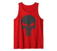 Marvel The Punisher Skull Blacked Out Logo Tank Top, Men, Red, XX-Large