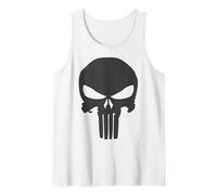 Marvel The Punisher Skull Blacked Out Logo Tank Top, Men, White, Small