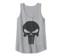 Marvel The Punisher Skull Blacked Out Logo Tank Top, Women, Heather Grey, Large