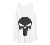 Marvel The Punisher Skull Blacked Out Logo Tank Top, Women, White, Large
