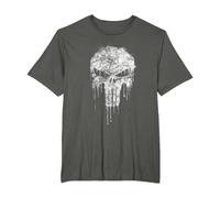 Marvel The Punisher White T-Shirt, Men's Big and Tall, Asphalt Grey, 5X Tall