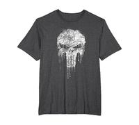 Marvel The Punisher White T-Shirt, Men's Big and Tall, Dark Heather Grey, 5X Tall