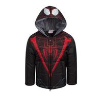 Marvel Toddler's Puffer Jacket - Full Zip Up Hoodie Spider Man Bubble Heated Jackets for Little Girls and Boys (2T-7), Size 4T, Miles Morales Black